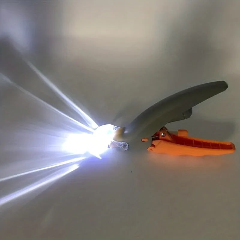 Yellow LED pet nail trimmer with magnifying glass and nail catcher for trimming cat and dog claws