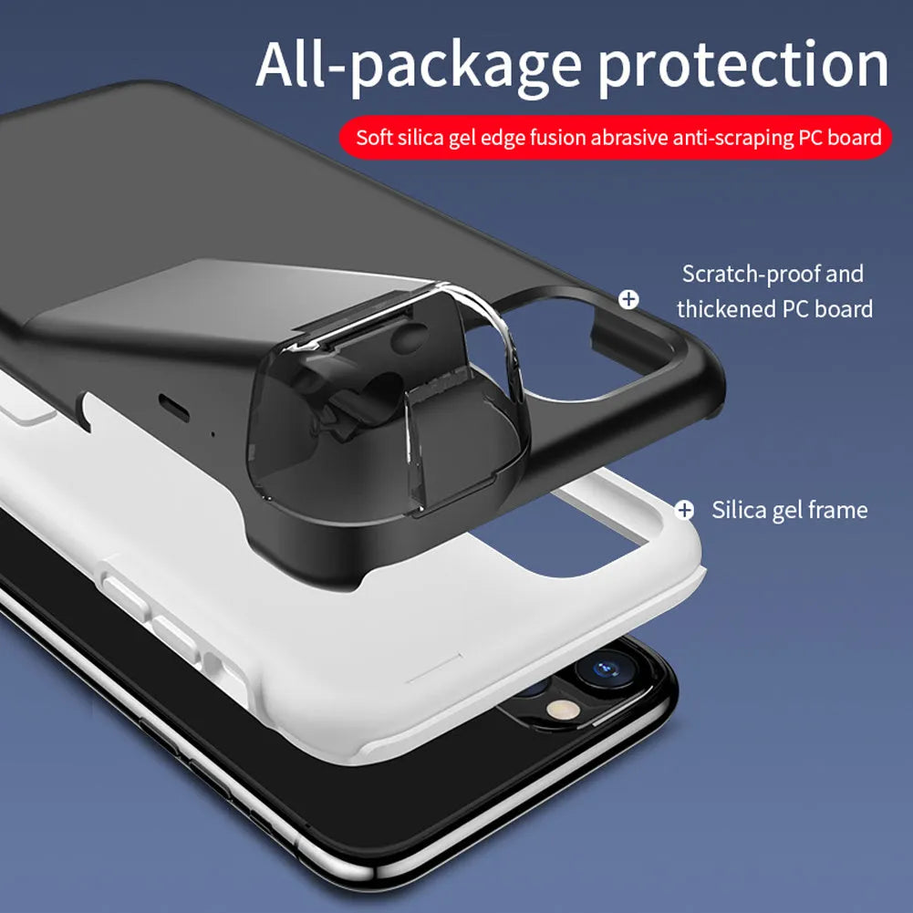 Black 2-in-1 iPhone case with integrated AirPods charging case slot on the back.