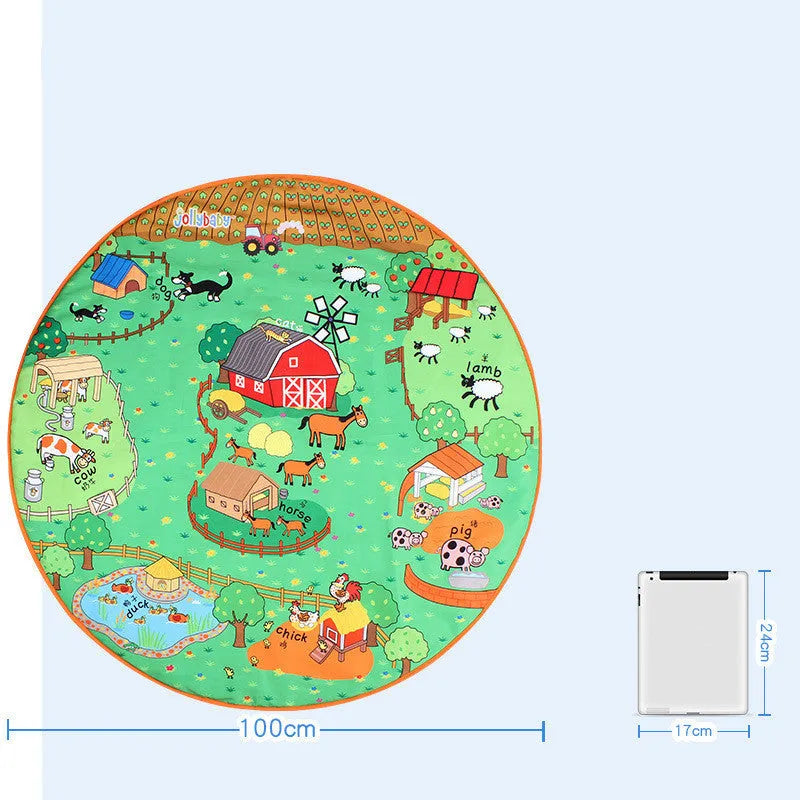 Baby play blanket with animal themes and 1cm thick crawling mat surface