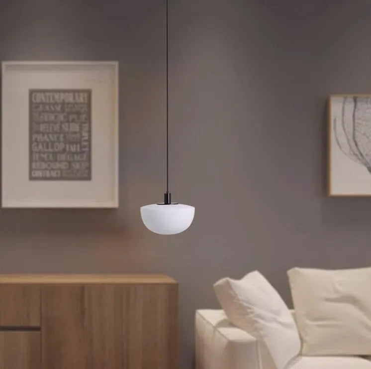 Simple modern milky white glass single-head droplight pendant light with 22cm and 35cm size options