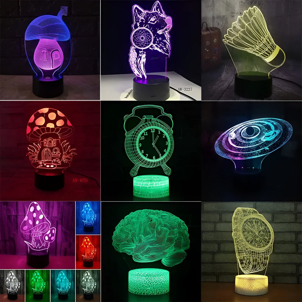 3D colourful touch remote control LED desk lamp with modern minimalist design on desk