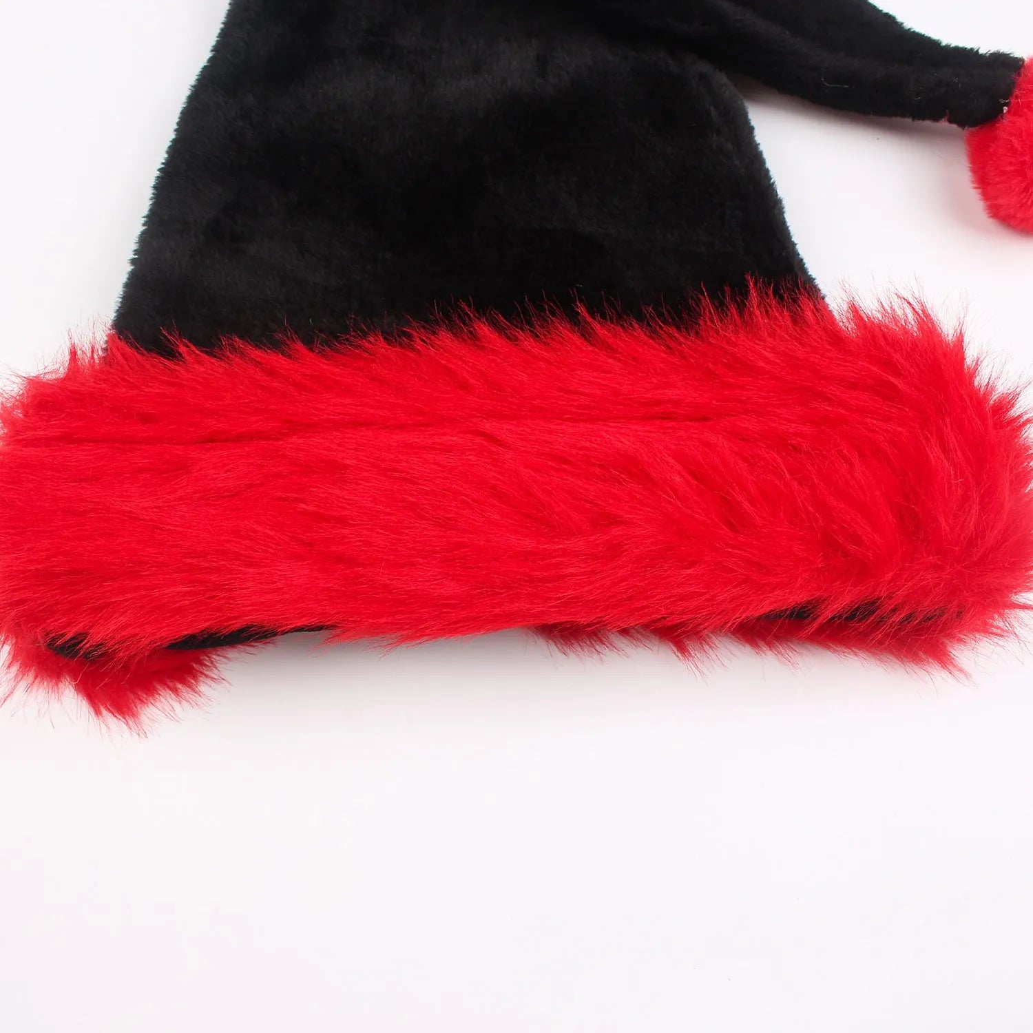 European classical plush Christmas hat in red and black colour combination