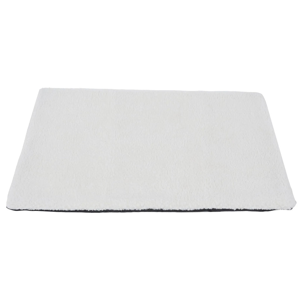 Self-heating plush pet bed pad for cats available in grey, white and yellow colours