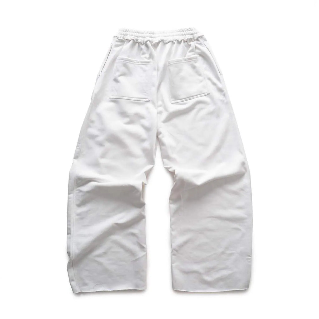 Design printing men's smart trousers in polyester, loose fit, mid waist, black colour, casual Japanese Korean style