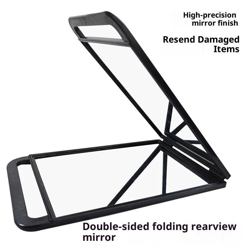 Double large folding hairdressing rearview mirror black HD double-sided plastic frame salon mirror