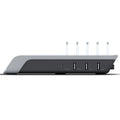 Black universal charging stand for tablets and mobile phones with wireless charging station