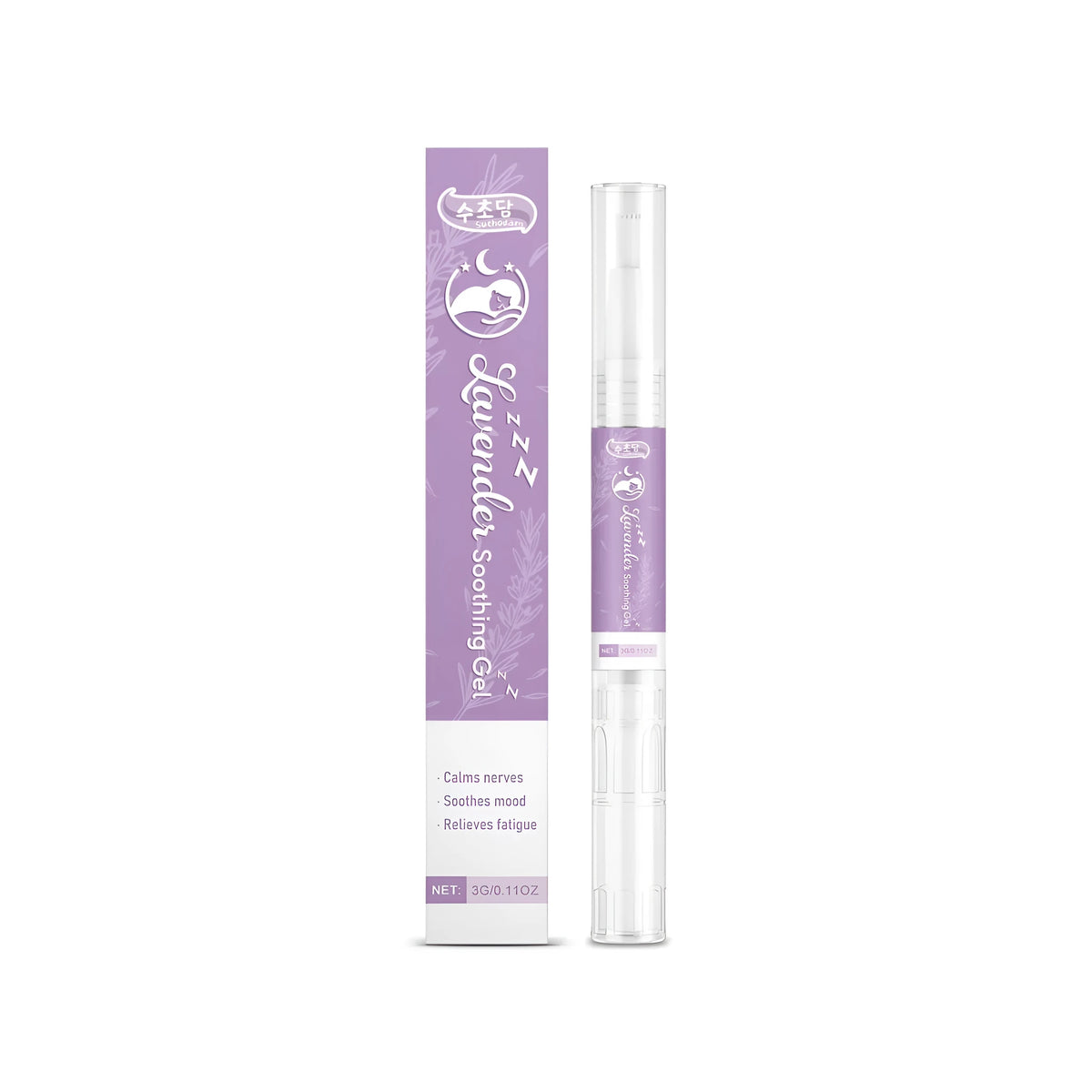 Lavender soothing gel 3 g with mint leaves, glycerin and carbomer in a compact single unit