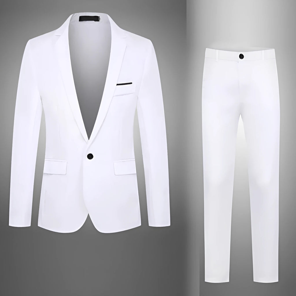 Men's loose-cut acetate fibre wedding suit jacket available in eight colours across seven sizes