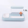 Automatic pet cat feeder water dispenser with double bowls, 1500ml, white and blue colours