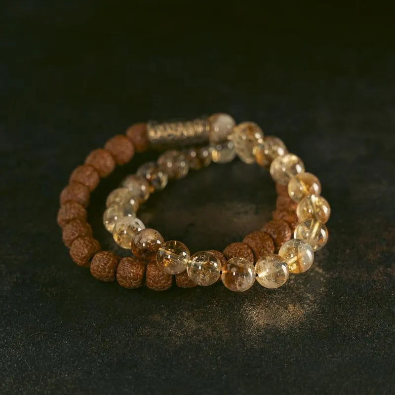Retro double circle LCD bracelet in citrine colour for boys and girls sizes 15 to 18