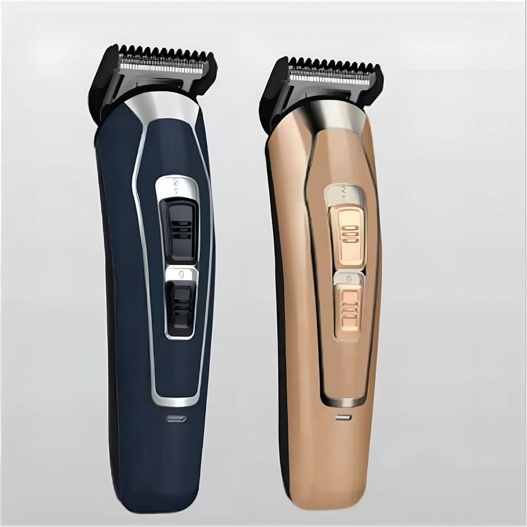 Dark blue rechargeable electric hair clipper with stainless steel blades for home grooming