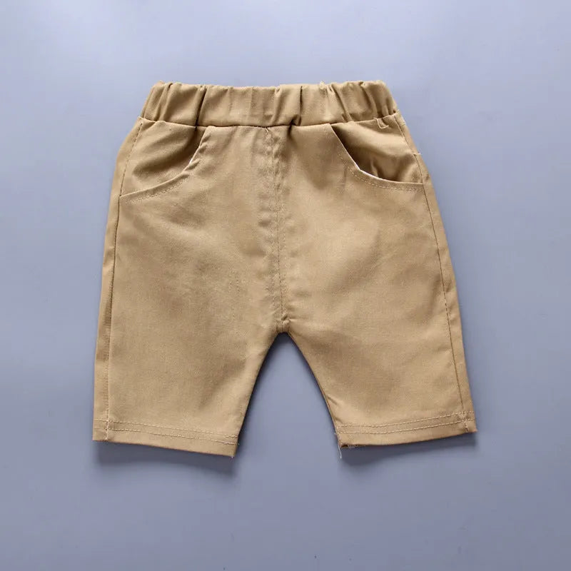 Anchor print cotton baby boys' romper in blue, short sleeves and cropped trousers, Korean style.