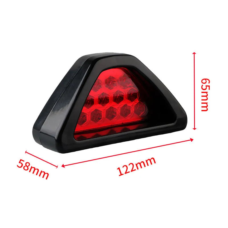 Triangular LED vehicle warning light with universal fit for cars and motorcycles in multiple colours