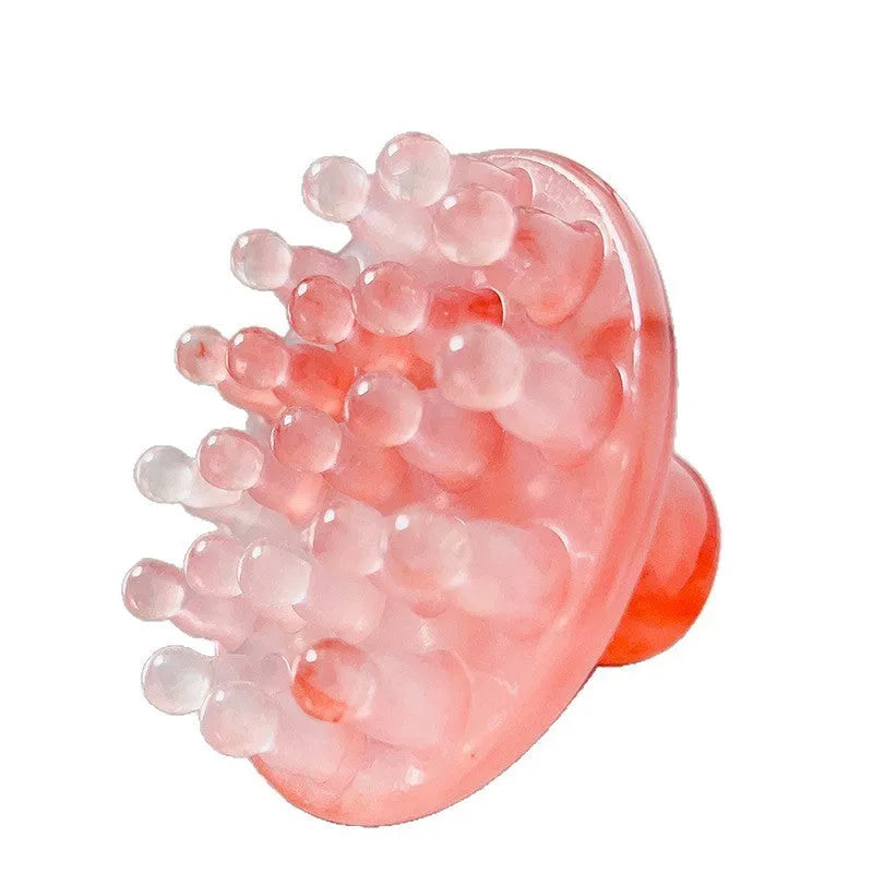 Brown and yellow disc massage combs with 21 teeth for scalp stimulation