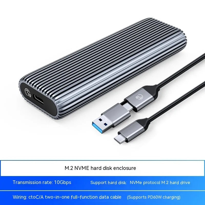 Aluminium M.2 SSD enclosure box for external drive conversion with included accessories