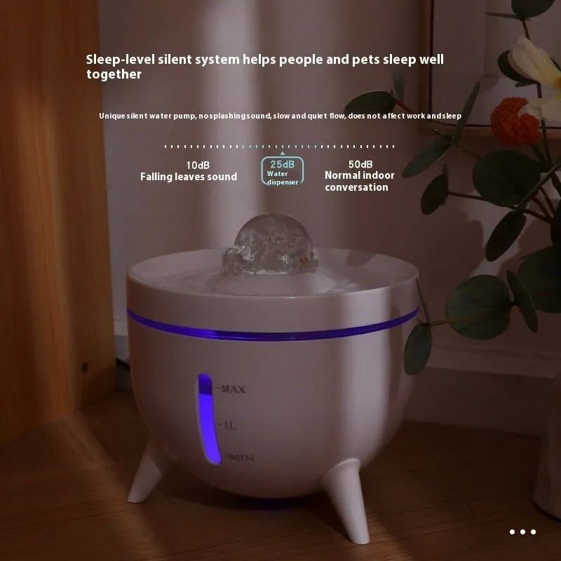 Automatic circulating filter pet water dispenser crystal ball design 1800ml for cats