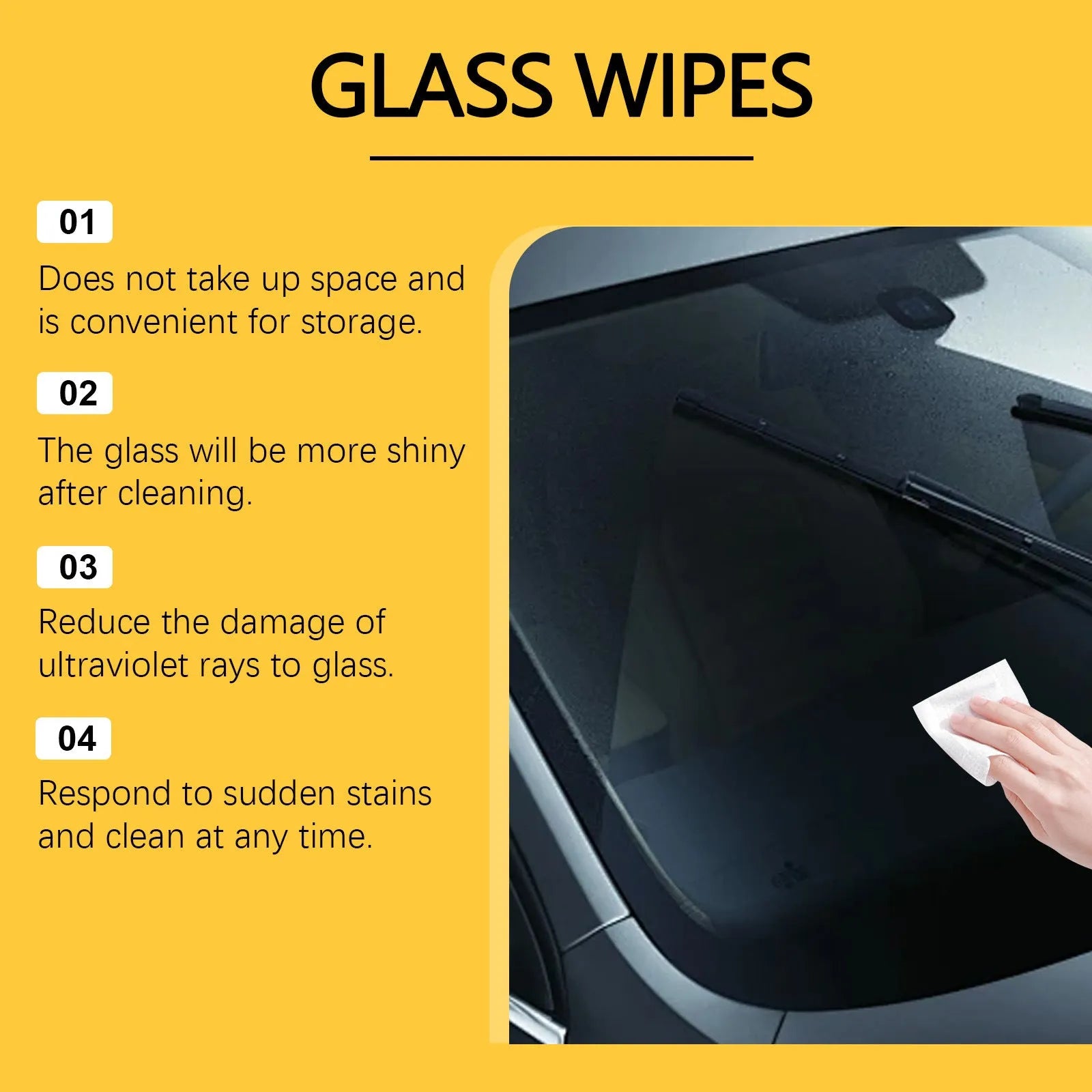 Pack of 40 car glass cleaning wipes each measuring 8.2x12.7cm for anti-fog use on rearview mirrors