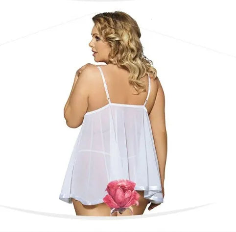 Purple mesh and lace plus size sleepdress for women with seamless construction