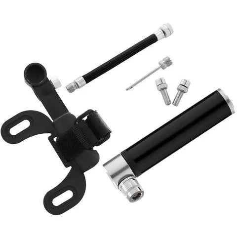 Smallest portable bike pump in black or white, 3.9 inch aluminium alloy mini pump with Presta and Schrader valve compatibility and mounting kit