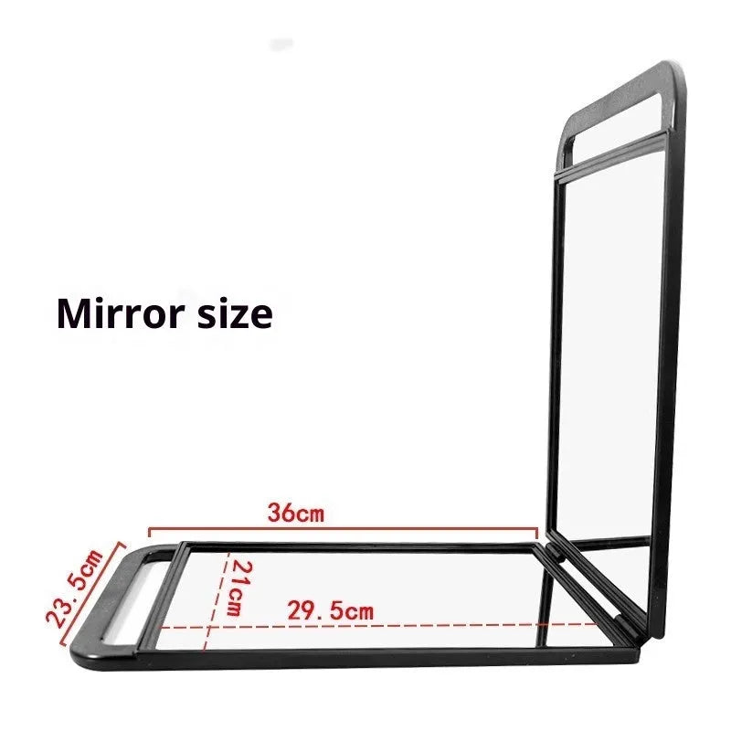 Double large folding hairdressing rearview mirror black HD double-sided plastic frame salon mirror