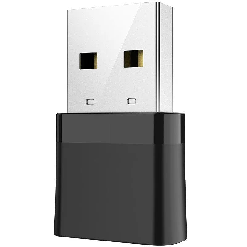 Black two-in-one network card with nickel-plated USB connector combining Bluetooth adapter and dual band access point