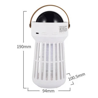 Dual-Function Mosquito Zapper and Star Projector Lamp with Rechargeable Battery and Folding Handle