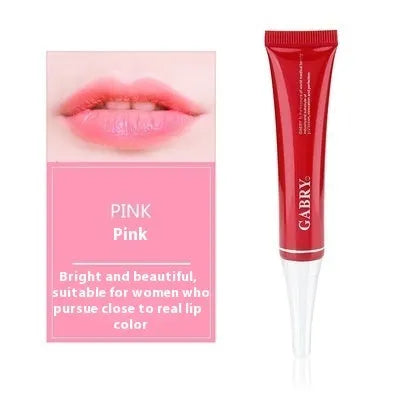 Vermilion lip gloss tube showing five colour shades: pink, orange red, bright rose red, rose red, seashell.