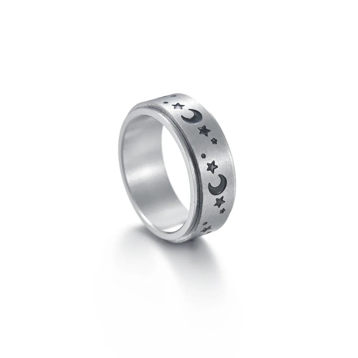 Dazzling titanium steel rings featuring celestial motifs like stars, moons, and more for a captivating and stylish accessory