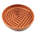 Slowdown Bowl silicone dog slow feeder with ridges in beige colour on white background