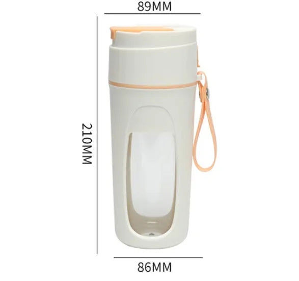 Portable USB electric blender with borosilicate glass liner in fresh orange colour