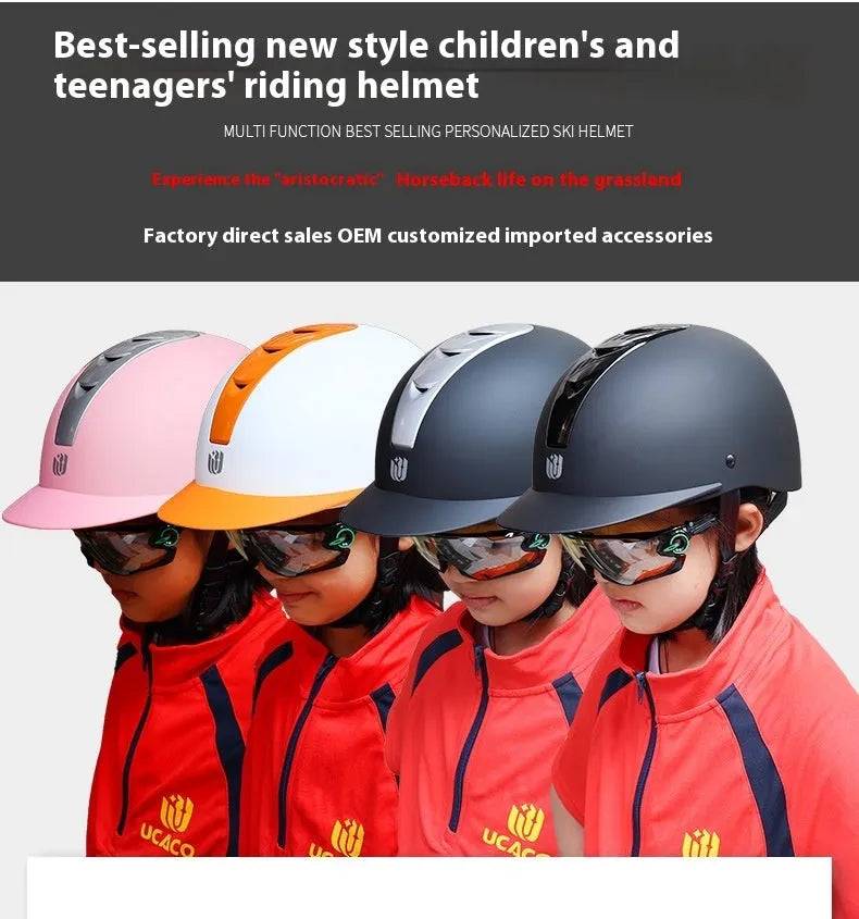 Super light summer equestrian helmet in bright black colour with ABS EPS construction for horse riding protection