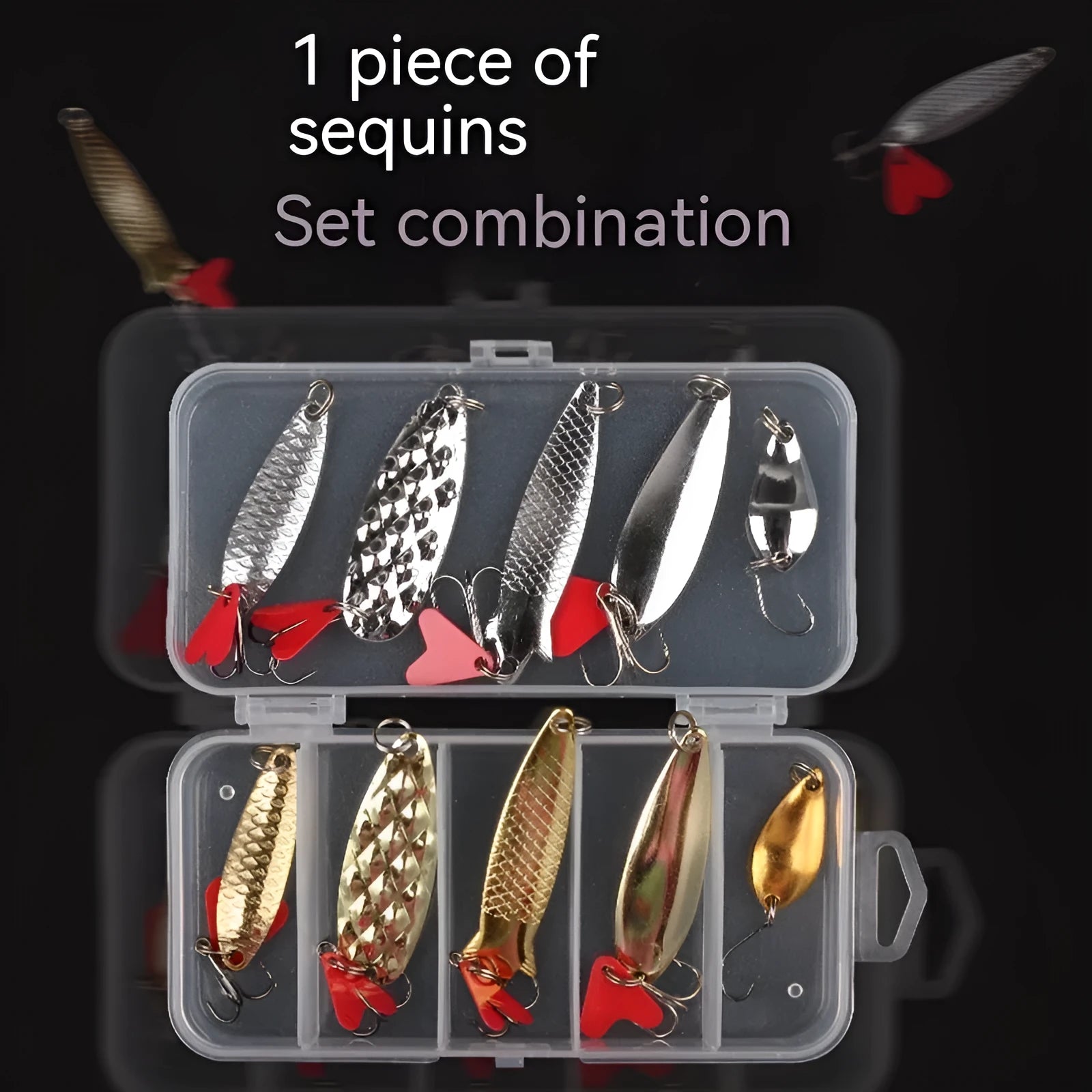 Metal sequin components in gold and silver for building pineapple style box iron fishing lure false baits.