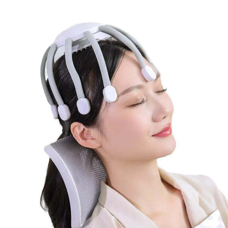 Electric scalp massager with flexible rubber claws and USB charging port
