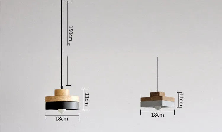 Wooden round and square LED chandeliers in matte black and white finishes with adjustable suspension