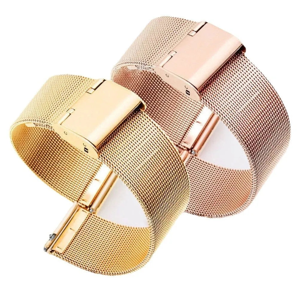 Milani stainless steel watch band with woven silk centre in silver, shown detached from a watch.