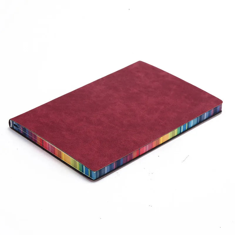 Rainbow side A5 PU leather notebook with lock line binding and 100g Daolin paper
