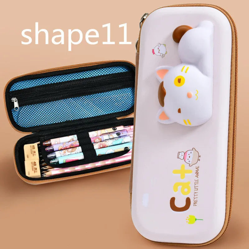 3D decompression pencil case EVA material square design cartoon pattern