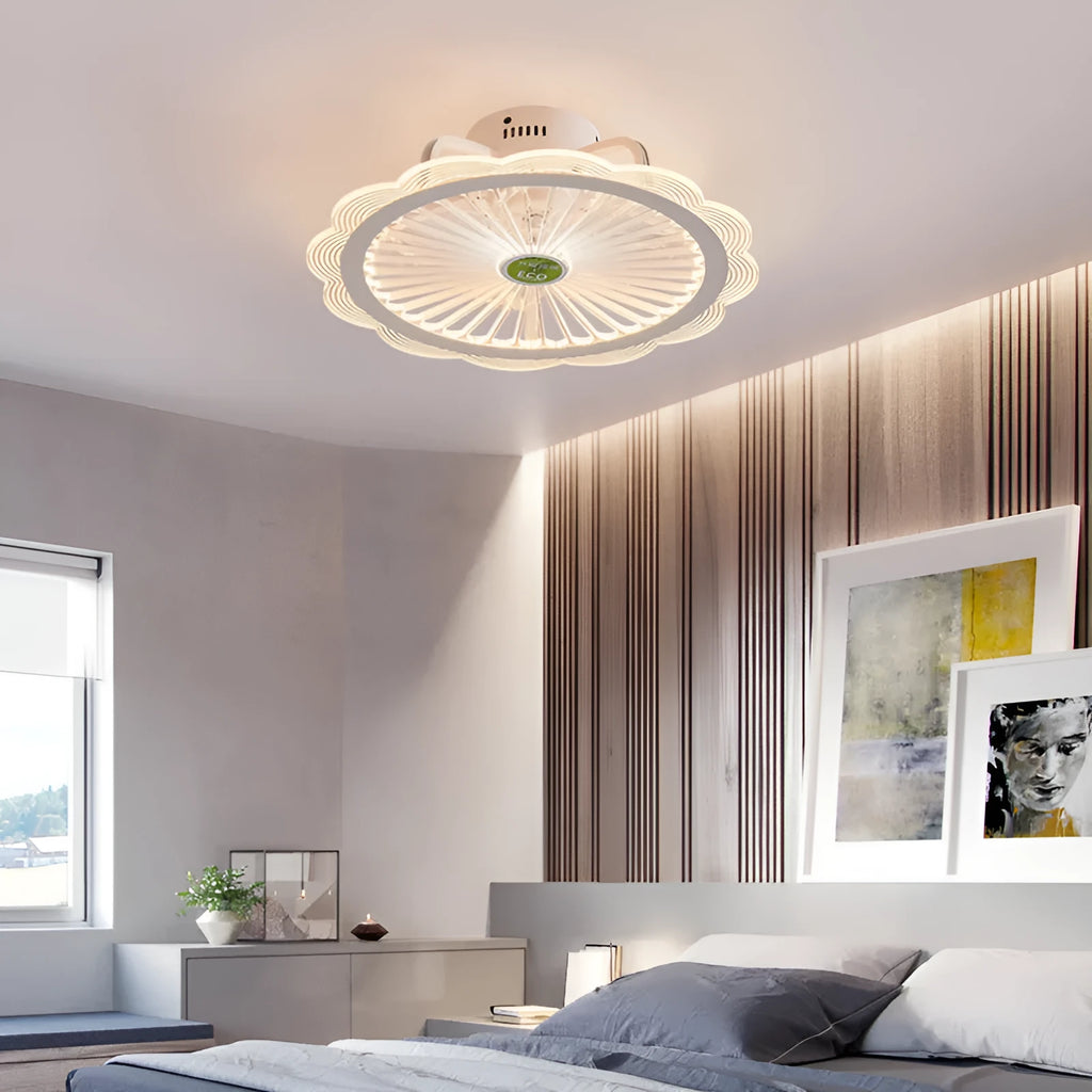 Chijia 8018 super quiet ceiling fan light with PMMA lampshade for bedroom and study in simple modern style