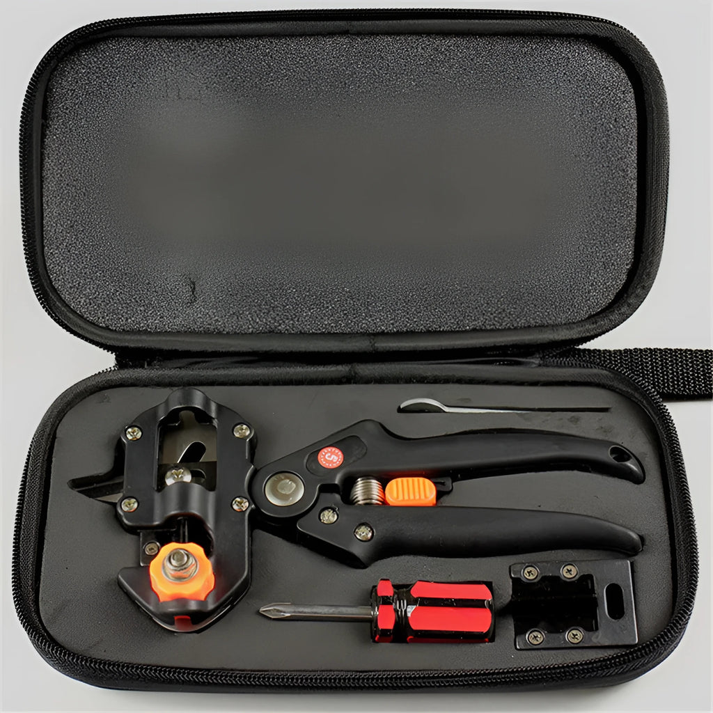 Handheld grafting scissors with black ABS handle, super hard high carbon steel blade, 5-12mm capacity