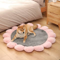 Cute pet flower mat in Coral Fleece and Cotton for dogs and cats, available in Green Grey Pink sizes 60cm and 110cm