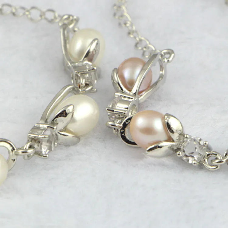 Freshwater pearl bracelet with Korean crown design for women, genuine pearl beads, pearl bracelet colour