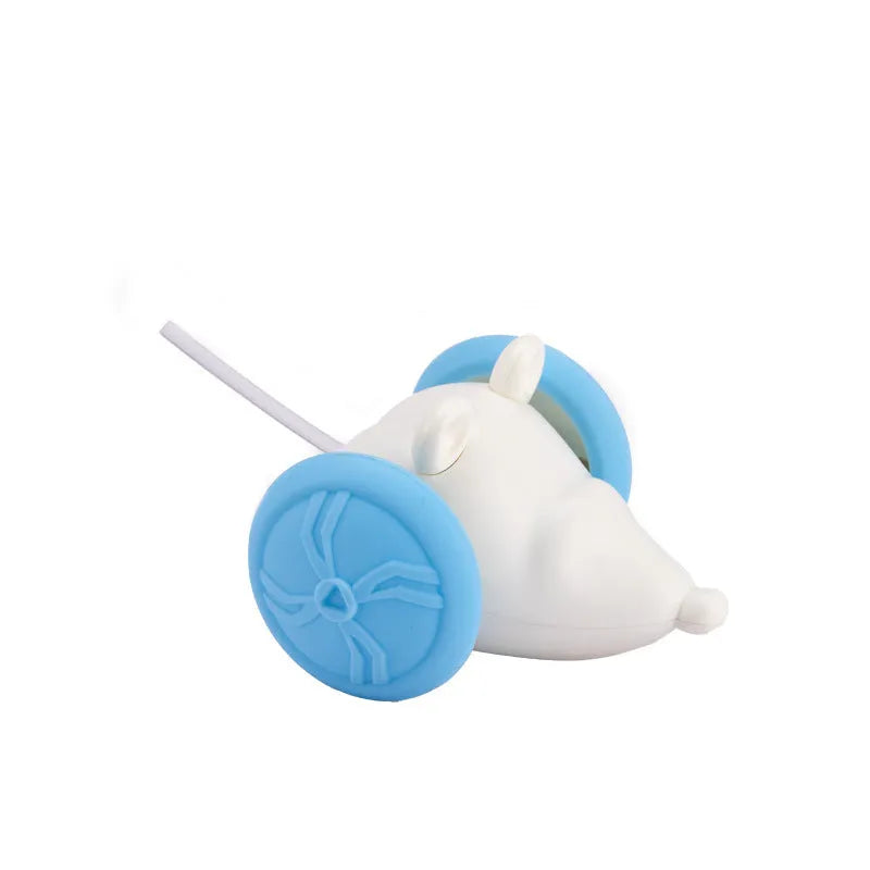 Electronic cat toy mouse with remote control in blue and yellow colour options