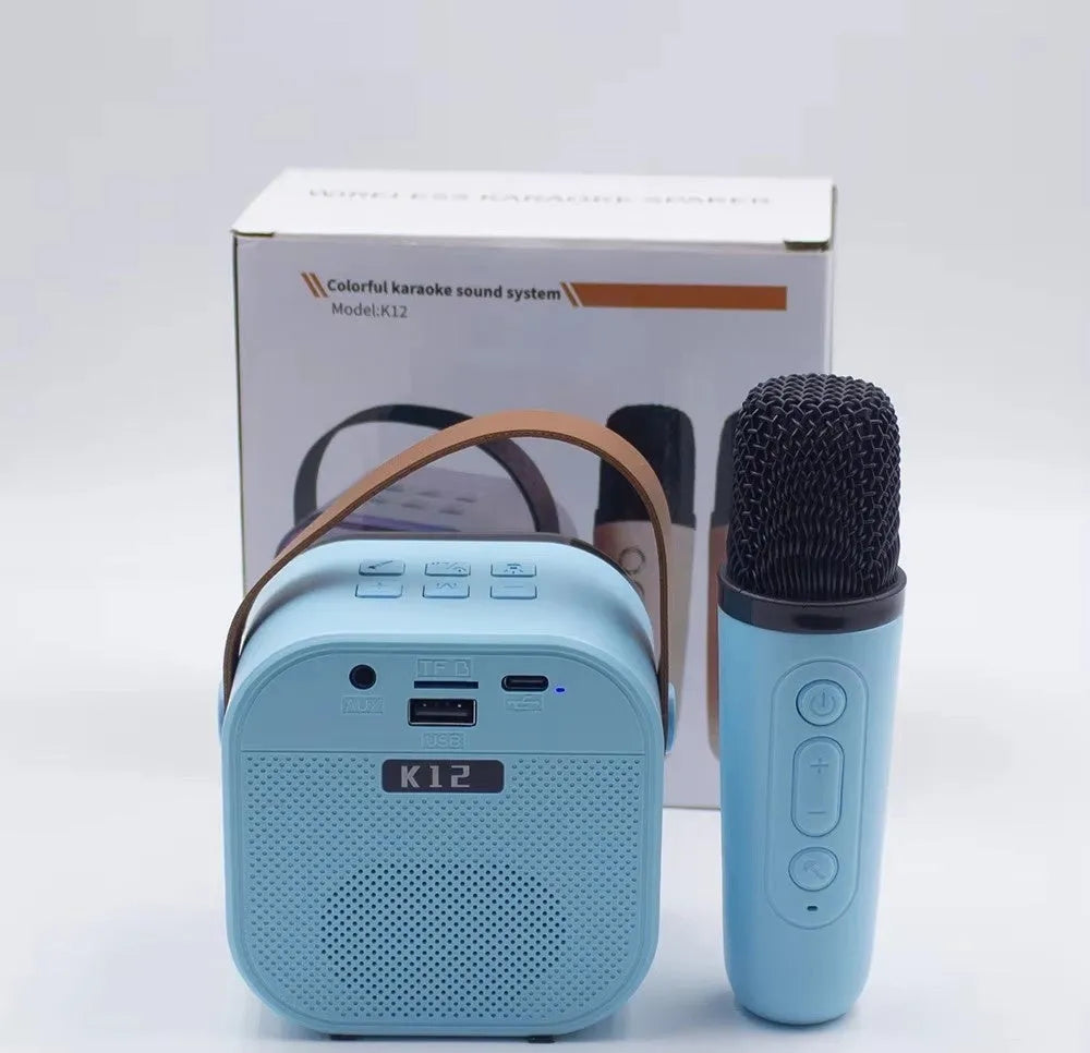 Bluetooth speaker microphone integrated portable karaoke unit with card insertion, 5W, shown in available colours