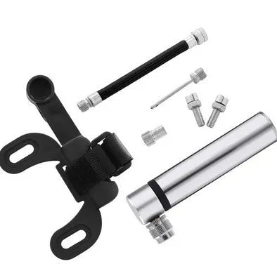 Smallest portable bike pump in black or white, 3.9 inch aluminium alloy mini pump with Presta and Schrader valve compatibility and mounting kit