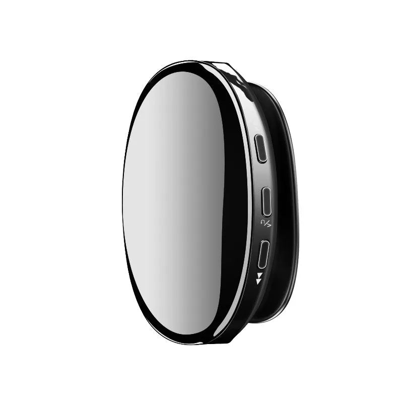 Compact Bluetooth MP4 music player in rose gold with an OLED screen displaying track info.