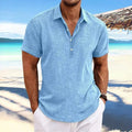 Men's light grey cotton blend lapel cardigan with long sleeves and loose fit for business casual wear