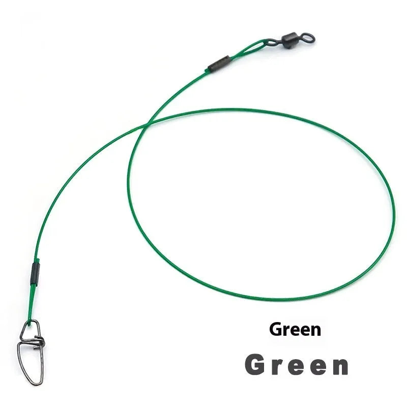 54cm anti-bite steel wire fishing accessories with double buckle pins in green, black and red colours