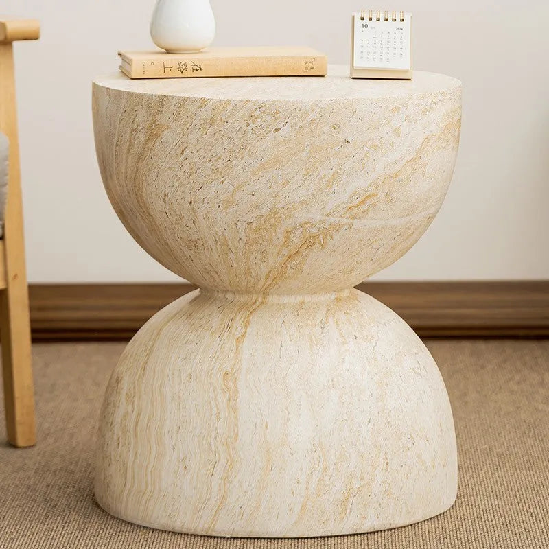 Hourglass imitation cave stone corner tea table made from magnesium oxide in a modern simplicity style