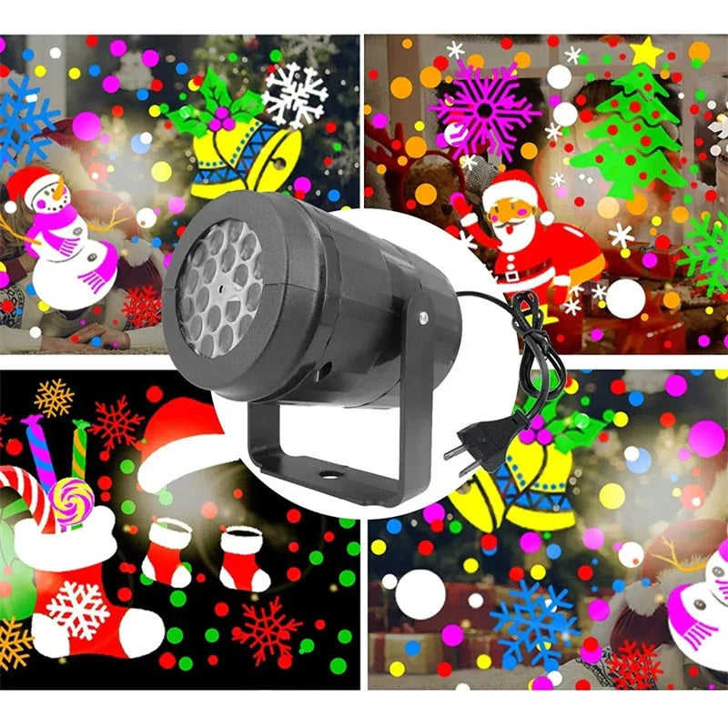 Enchanting Christmas Projector with 16 unique holiday patterns, ideal for indoor and outdoor use