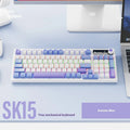 SK15 wired mechanical keyboard with control knob in sunset orange colour showing compact design